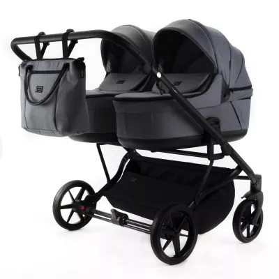 Коляска для двойни Adamex Leo Duo 3 в 1, DUO-TK60, серый