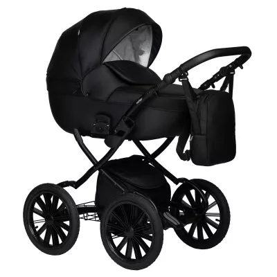 Коляска Indigo Mio Eco Plus 14" 2 в 1, 01, черная кожа