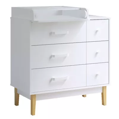 Комод пеленальный Piuso Kids Vintage Premium, ЛДСП, 6 ящиков, Белый аляска (2 места)