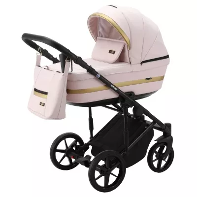 Коляска Adamex Rimini Tip 2 в 1, RI101, св.розов+св.розов.кожа+золото.отделка