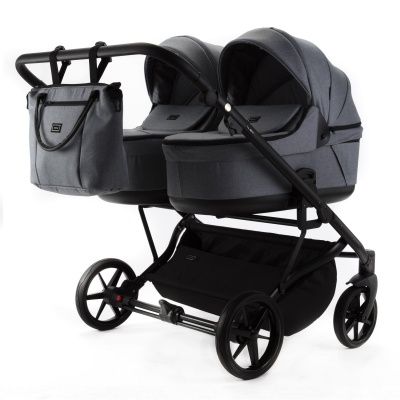 Коляска для двойни Adamex Leo Duo 3 в 1, DUO-TK60, серый