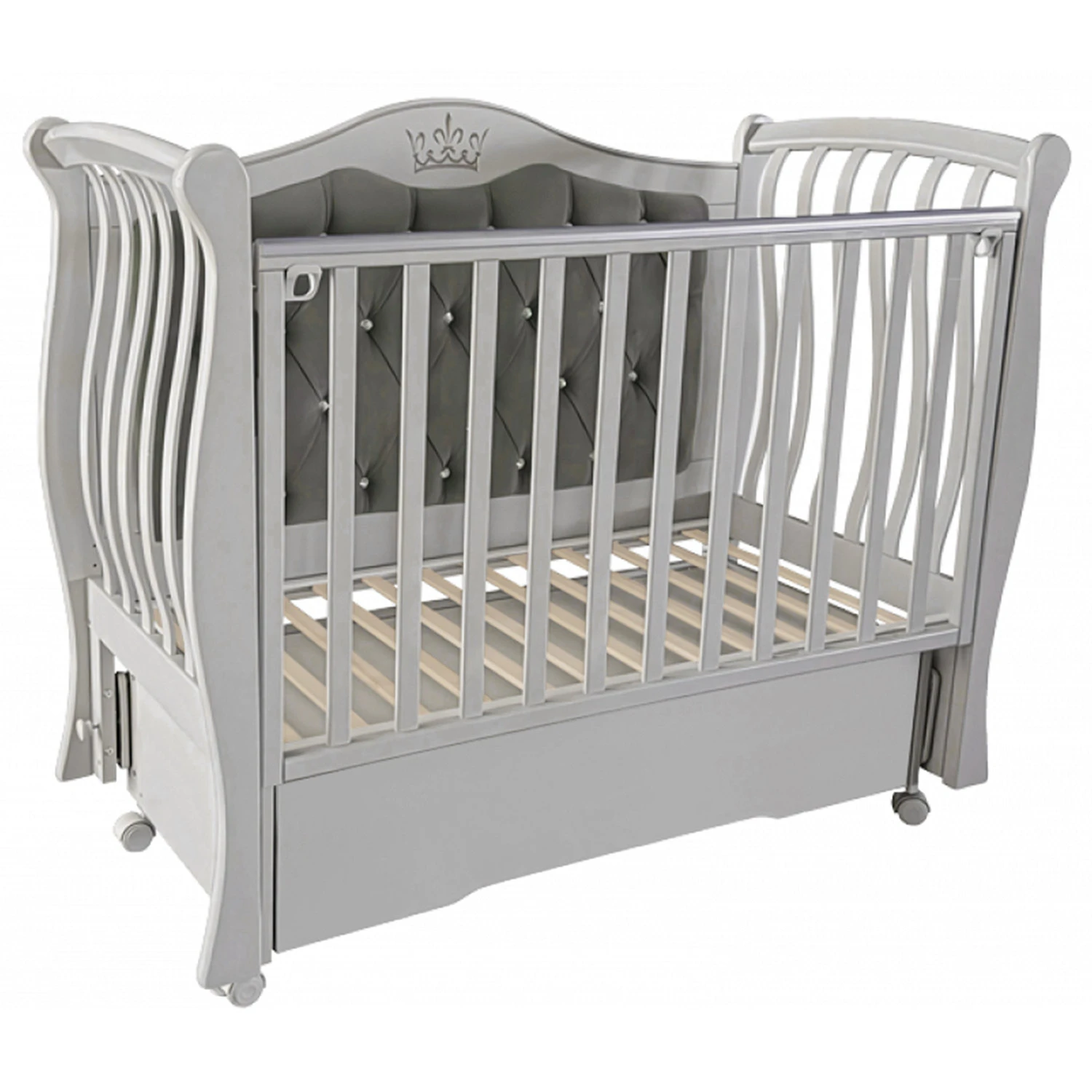 Кровать детская Антел Luiza-333 с мягкой спинкой, универсальный маятник, колеса, ящик, лунная ночь