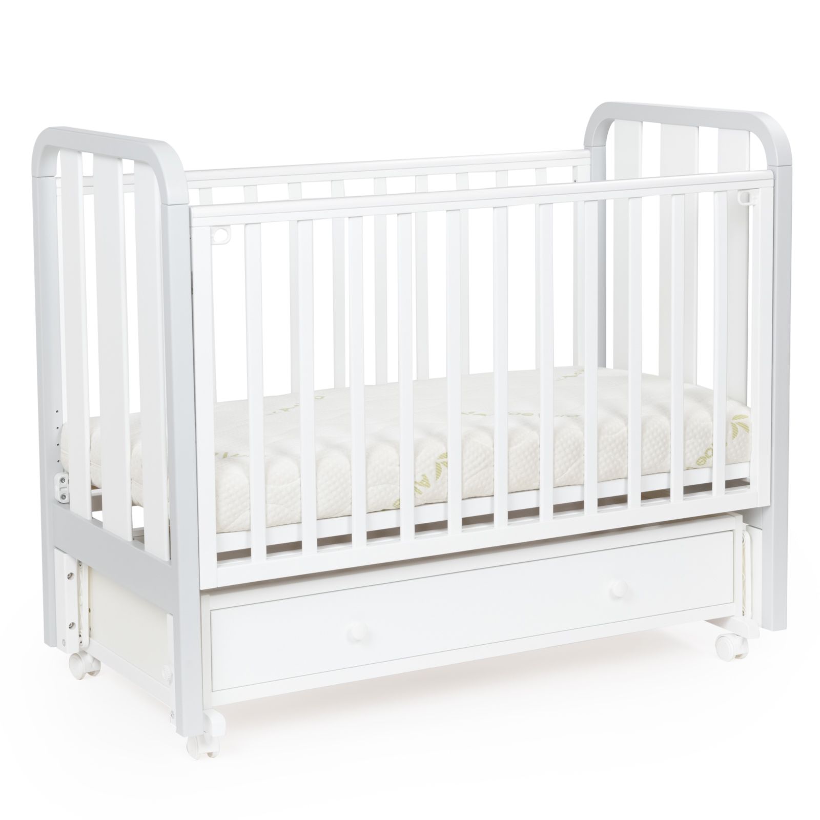 Кровать детская Bebizaro Heirloom маятник универсальный с ящиком, White/gray