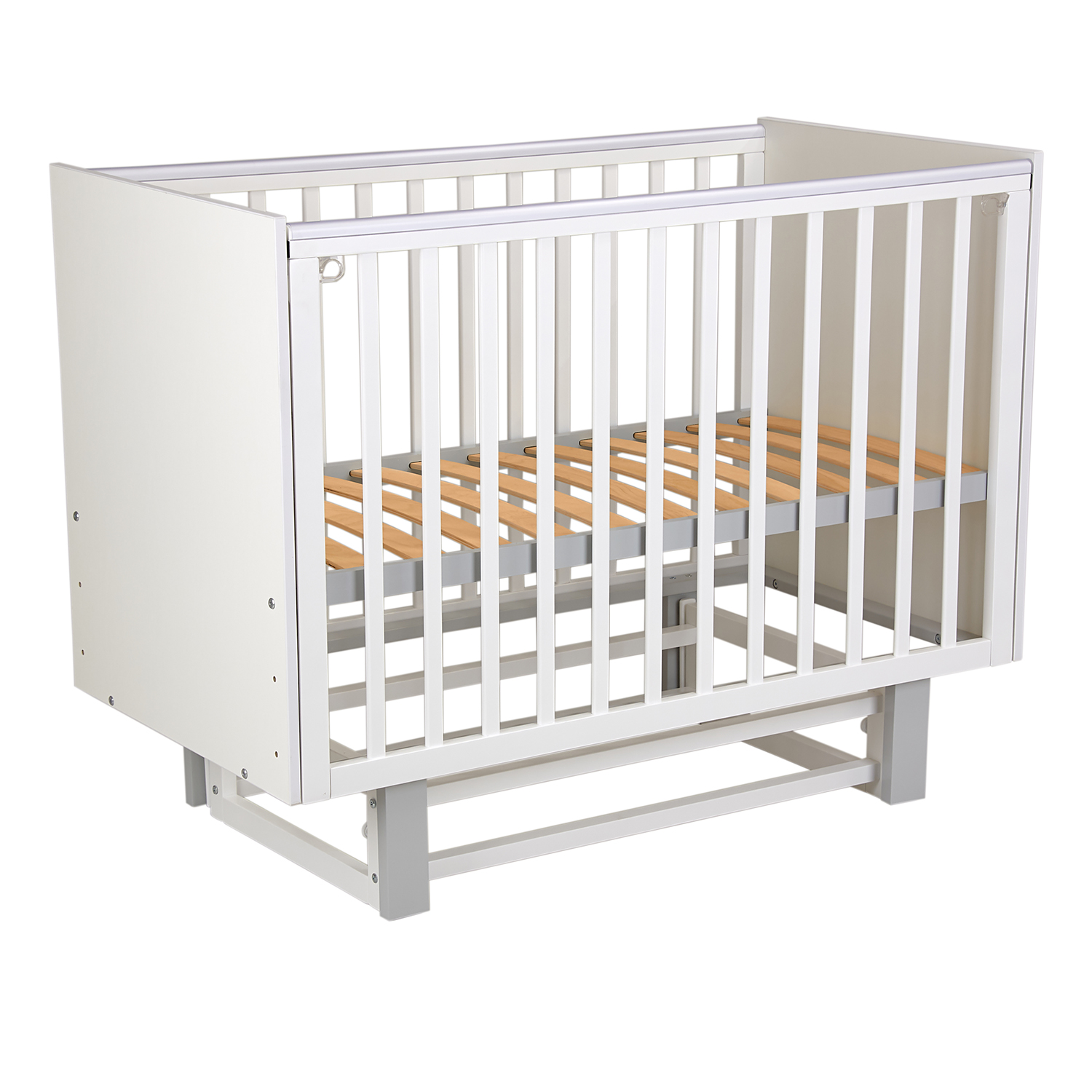 Кровать детская Polini kids Simple 342, с маятником, Белый-серый