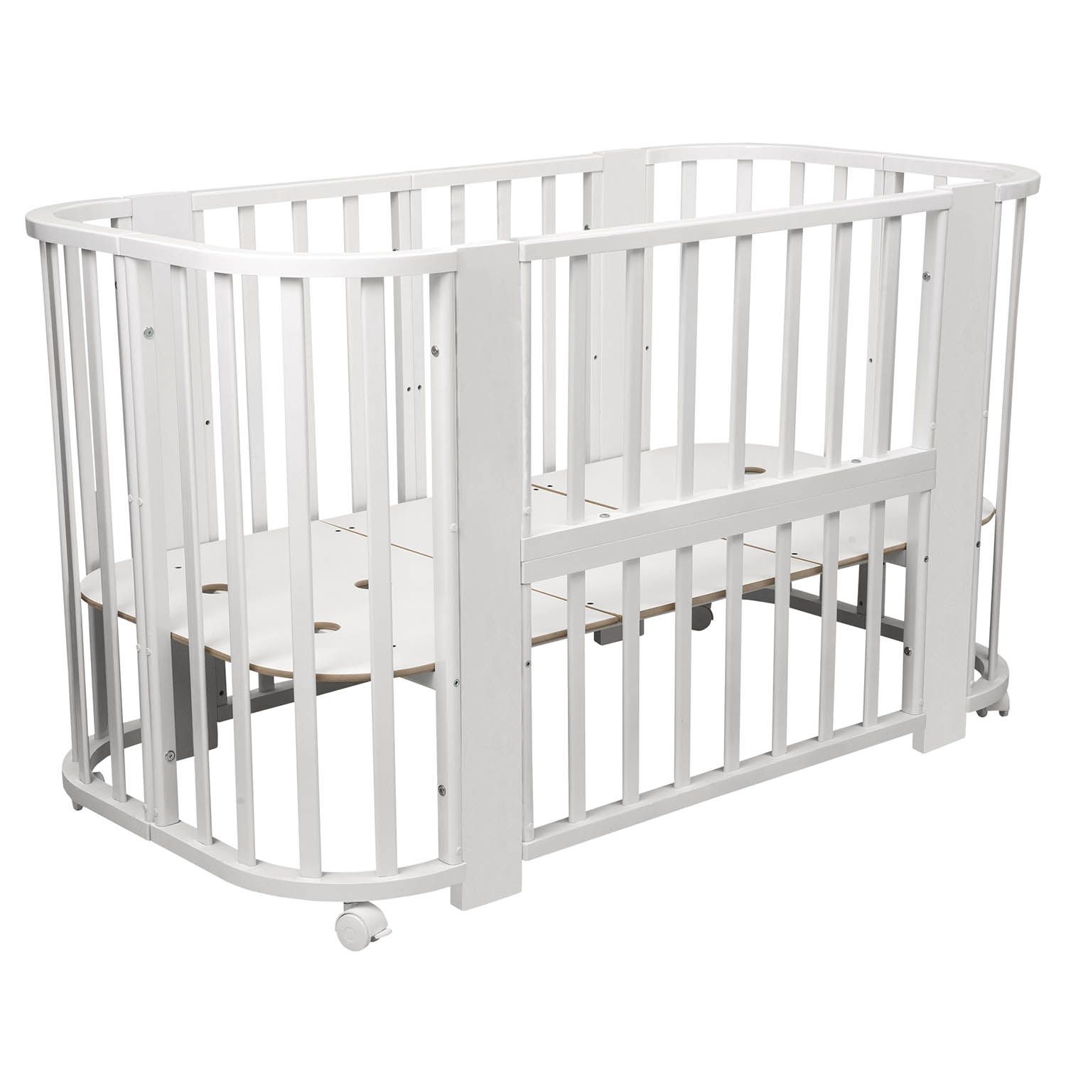 Кровать-трансформер Indigo Baby Line 5 в 1, поперечный маятник, белый