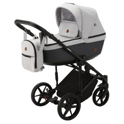 Коляска Adamex Amelia Tip 2 в 1, AM266, св. сер. тк. + т. сер. кожа