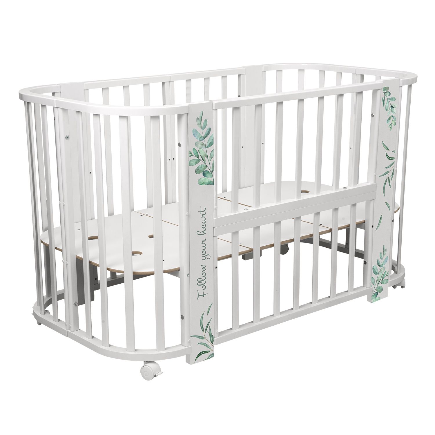 Кровать-трансформер Indigo Green Line 5 в 1, поперечный маятник, травинки