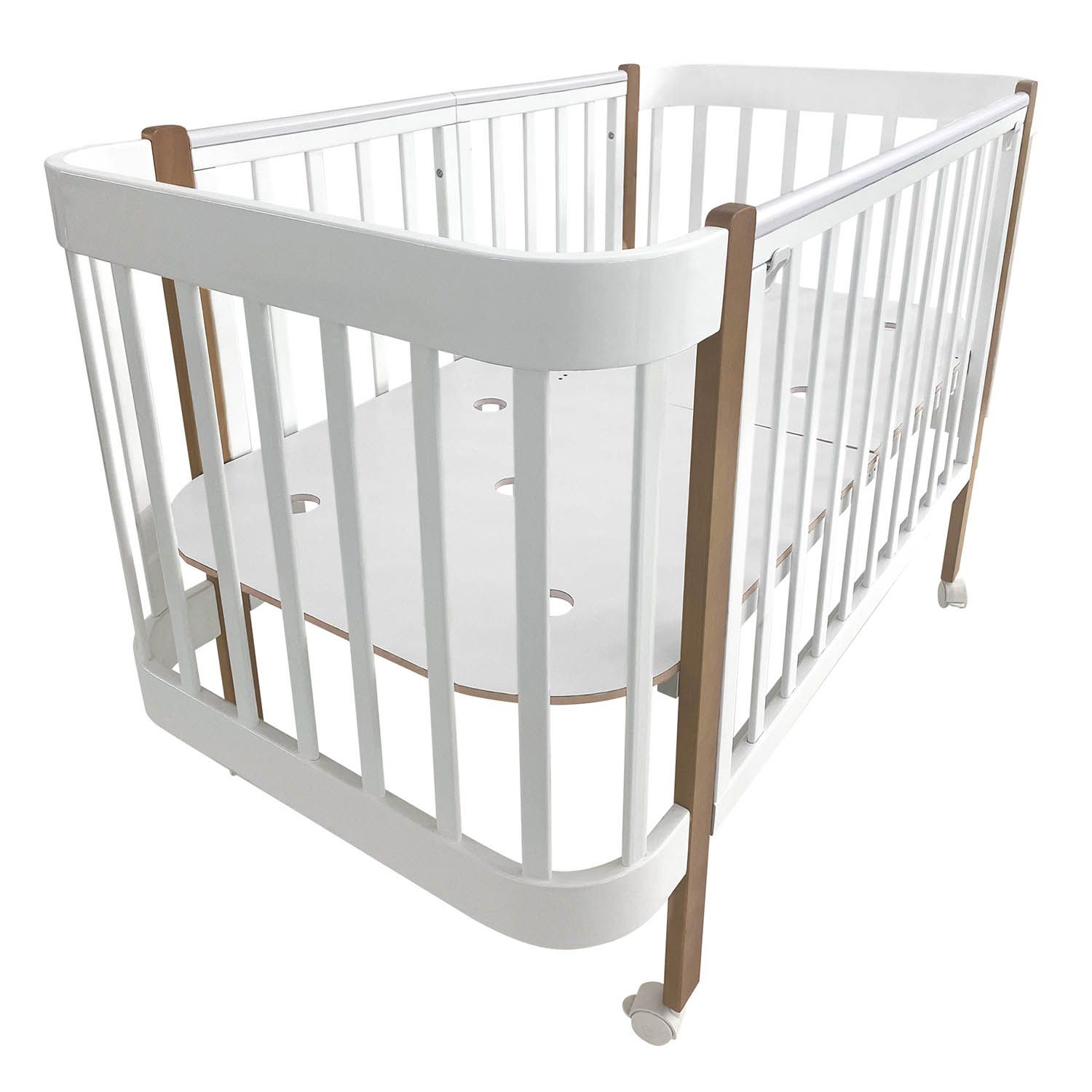 Кровать-трансформер Indigo Italiano Baby, продольный маятник, белый-натуральный