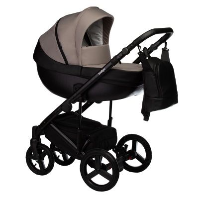 Коляска Indigo Tour Eco 2 в 1, Te 09, черная кожа+серо-бежевый