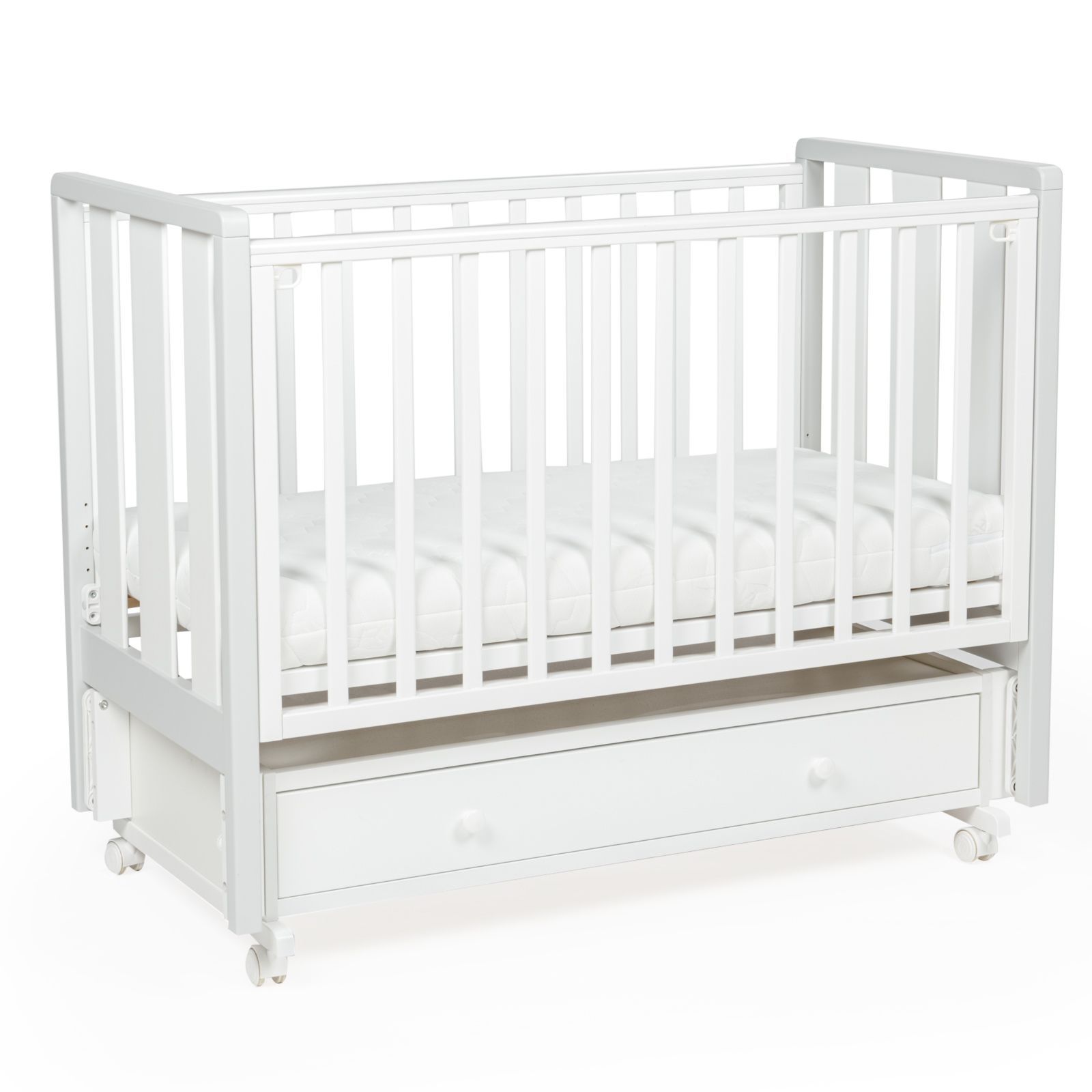 Кровать детская Bebizaro Heirloom New маятник универсальный с ящиком, White/gray